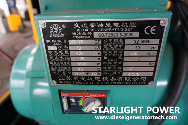 Genset nameplate