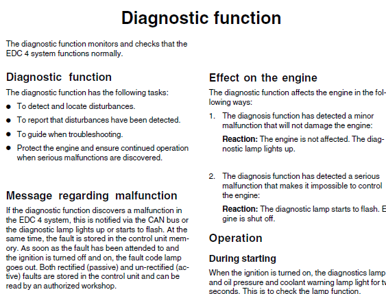 Volvo Engine Diagnostic Function